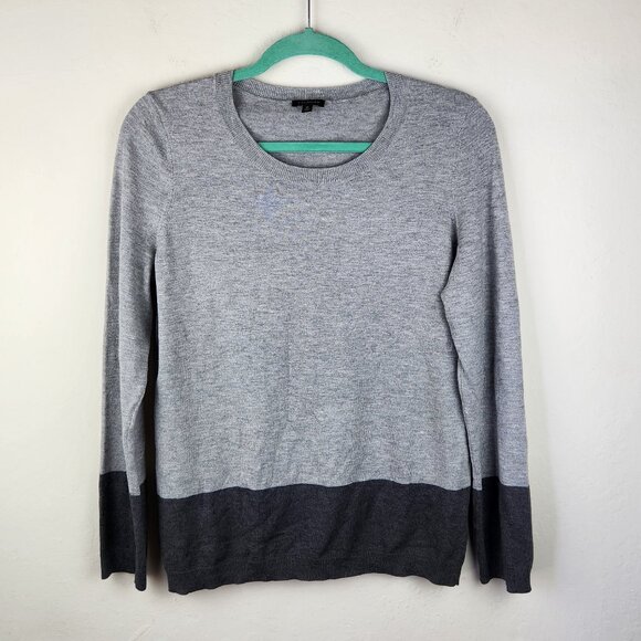 Talbots Sweaters - Talbots Gray Colorblock Lightweight Knit Crewneck Sweater sz M